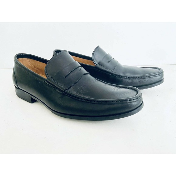 Paul Stuart Men Black Leather Loafer Sz 8.5